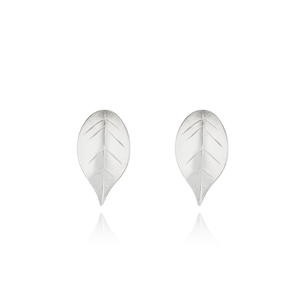Fallen leaves ear studs - sterling silver - small