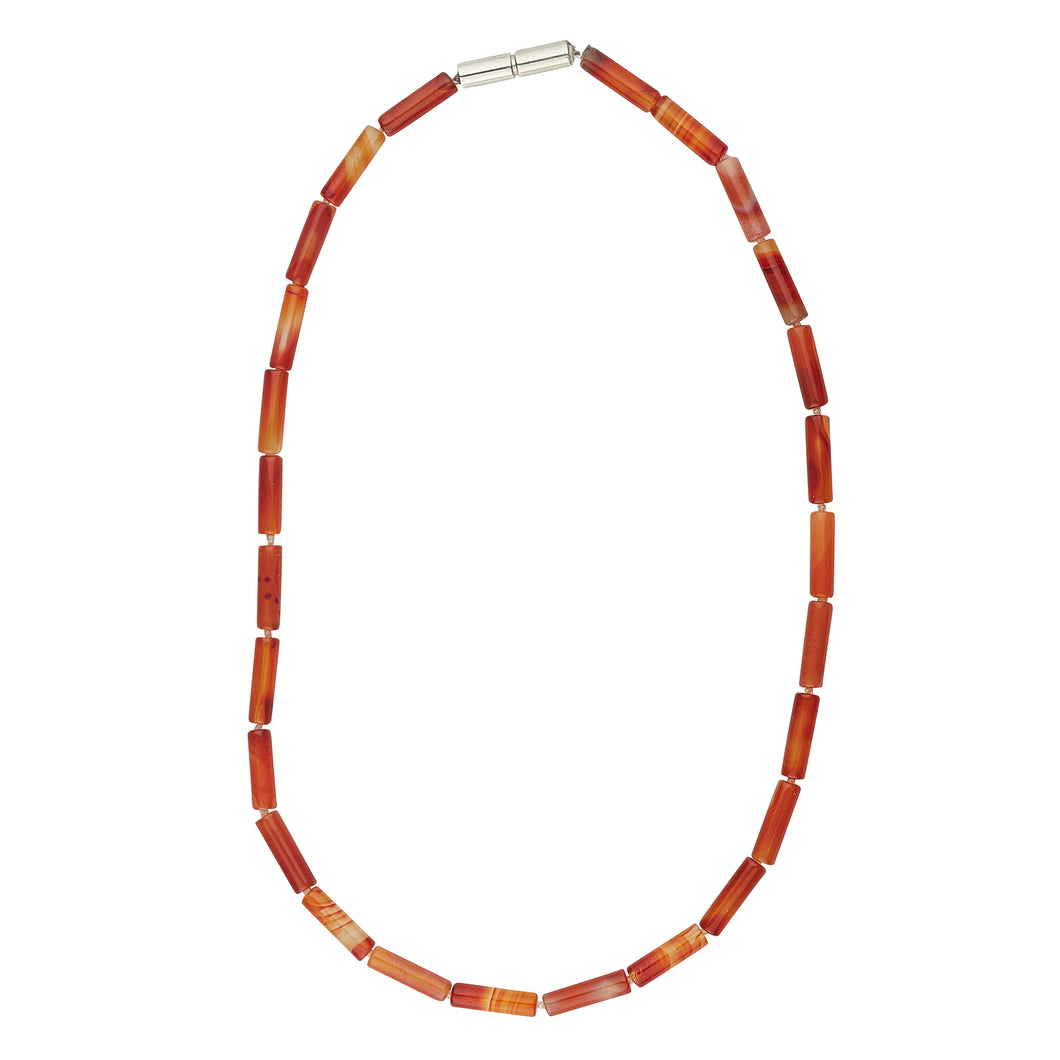 Carnelian necklace with sterling silver catch